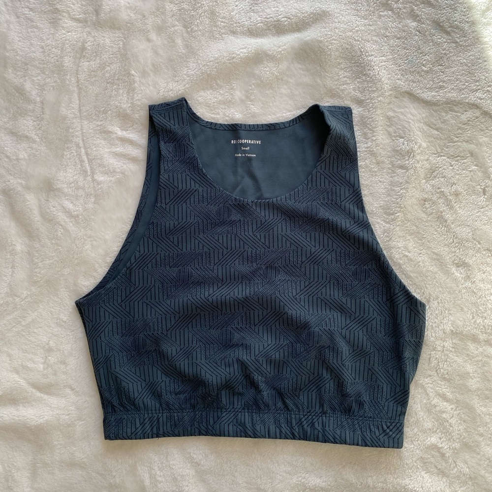 REI Cooperative Take Your Time Sports Bra Cropped Top Geometric Print Small